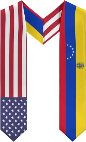 America Flag and Venezuela Flag Graduation Sash Class Thickened Graduation Stole Country and America Sash Flag Stole