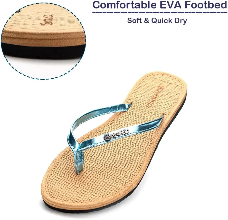 Ampeo Women's Flip Flops Comfortable Lightweight Summer Beach Quick-Dry Thong Flat Sandals