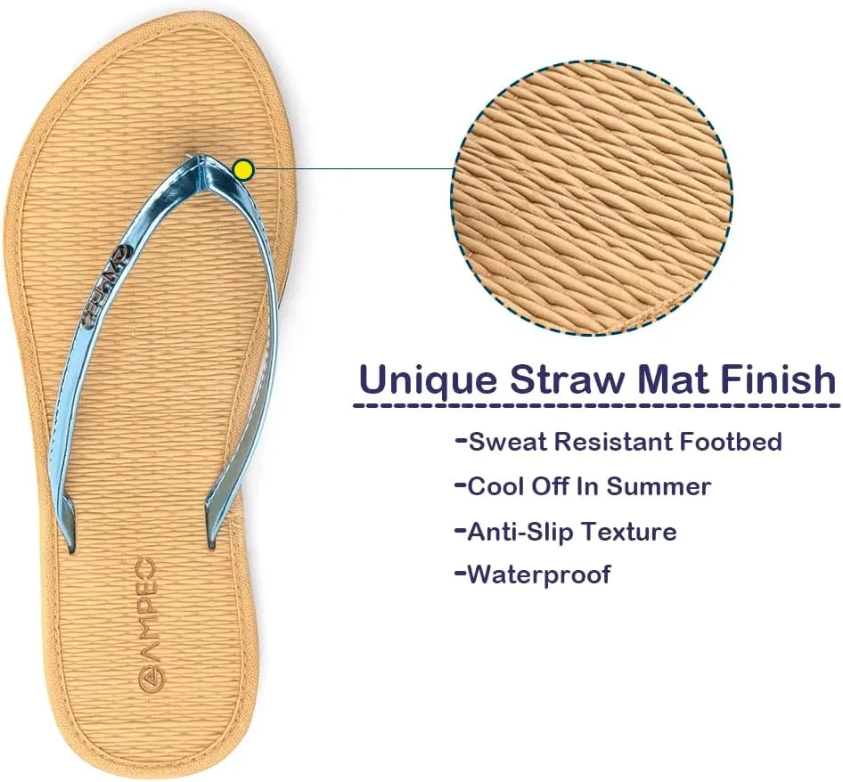 Ampeo Women's Flip Flops Comfortable Lightweight Summer Beach Quick-Dry Thong Flat Sandals