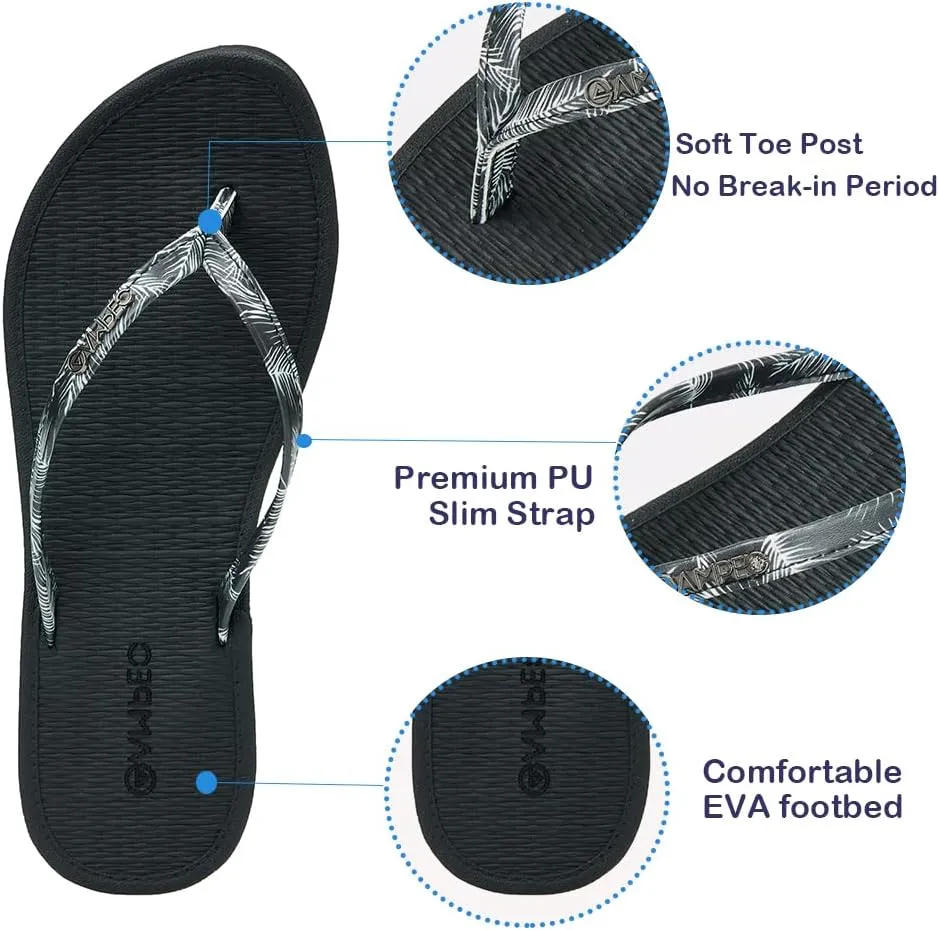 Ampeo Women's Flip Flops Comfortable Lightweight Summer Beach Quick-Dry Thong Flat Sandals