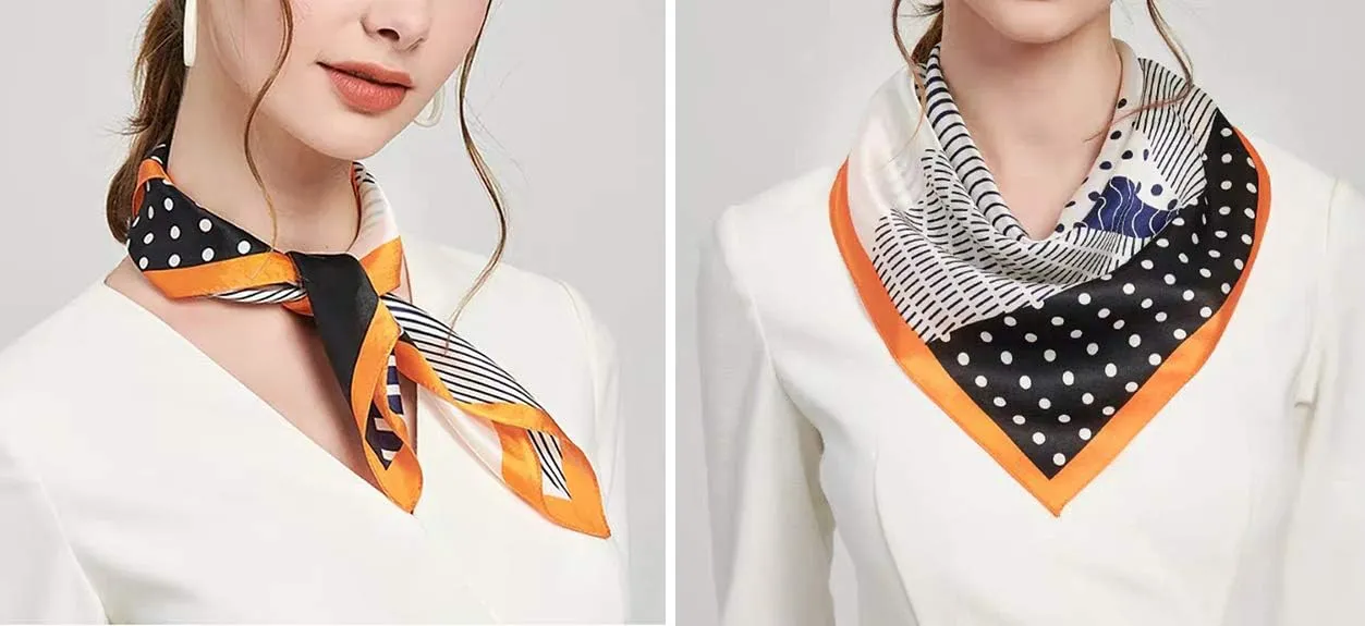 ANDANTINO 100% Mulberry Silk Scarf -21” Lightweight Square Neckerchief – Breathable Digital Printed Scarves with Gift Packed