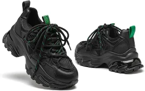 Angryapple Women's Fashion Breathable Mesh Platform Daddy Shoes, Leather Lace-Up Non-Slip Sneakers, Casual Sports Running Shoes