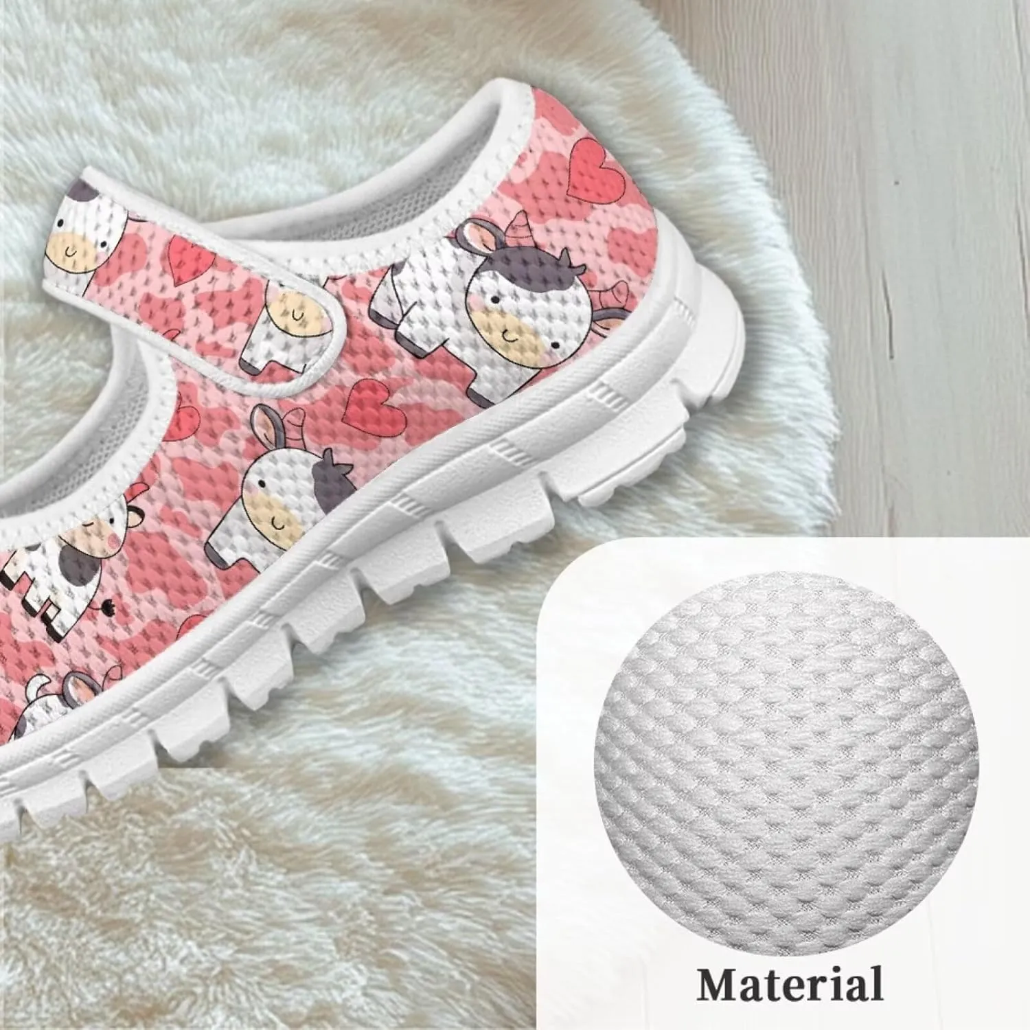Animal Print Mary Jane for Girls Slip On Casual Outdoor School Sports Shoes Lightweight Flat Walking Sneaker