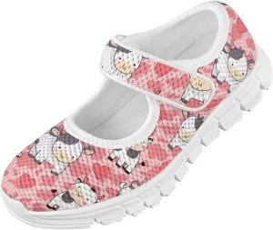 Animal Print Mary Jane for Girls Slip On Casual Outdoor School Sports Shoes Lightweight Flat Walking Sneaker