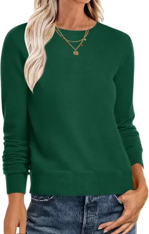 ANRABESS Women's Long Sleeve Crewneck Classic 2025 Fall Soft Loose Fit Basic Pullover Sweaters Top
