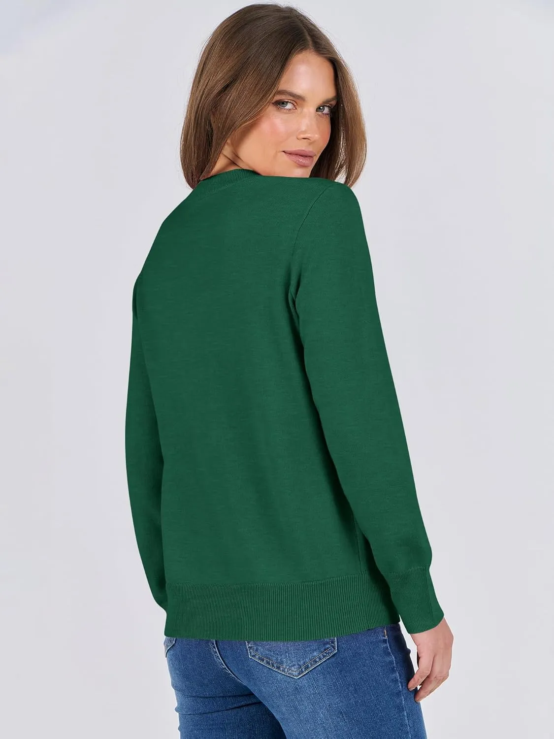 ANRABESS Women's Long Sleeve Crewneck Classic 2025 Fall Soft Loose Fit Basic Pullover Sweaters Top