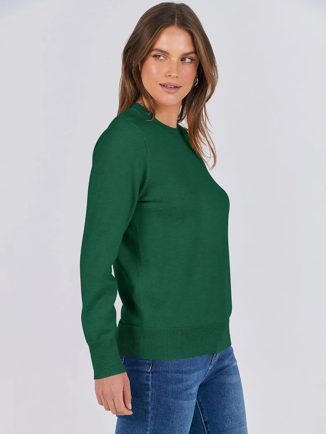 ANRABESS Women's Long Sleeve Crewneck Classic 2025 Fall Soft Loose Fit Basic Pullover Sweaters Top