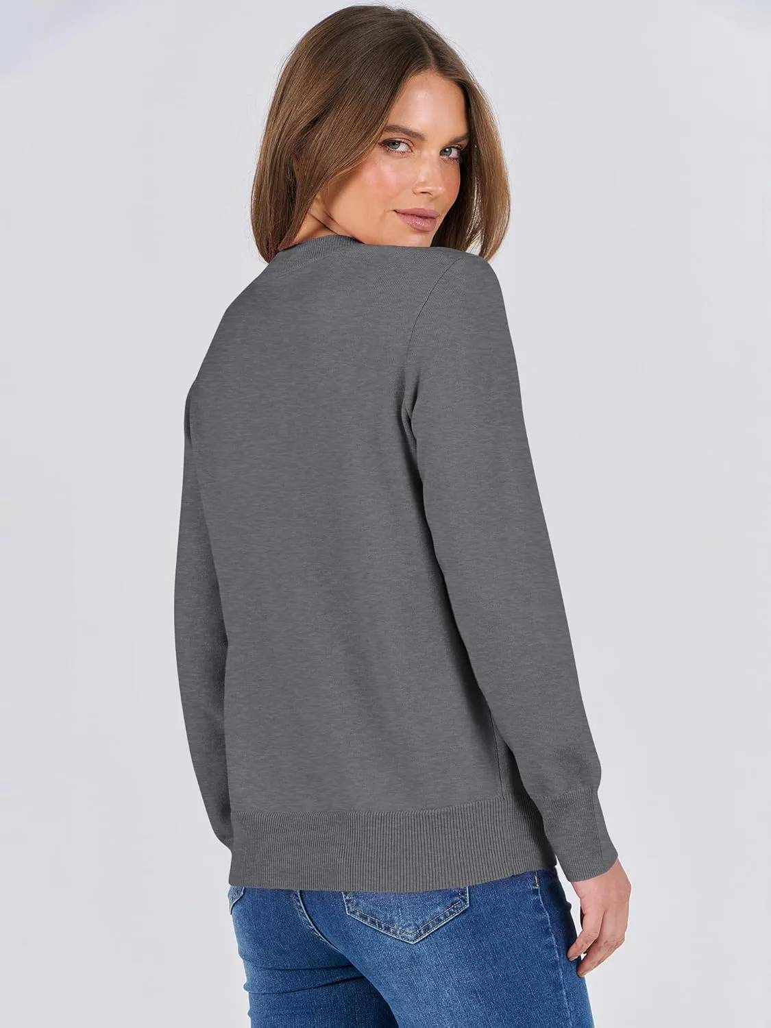 ANRABESS Women's Long Sleeve Crewneck Classic 2025 Fall Soft Loose Fit Basic Pullover Sweaters Top