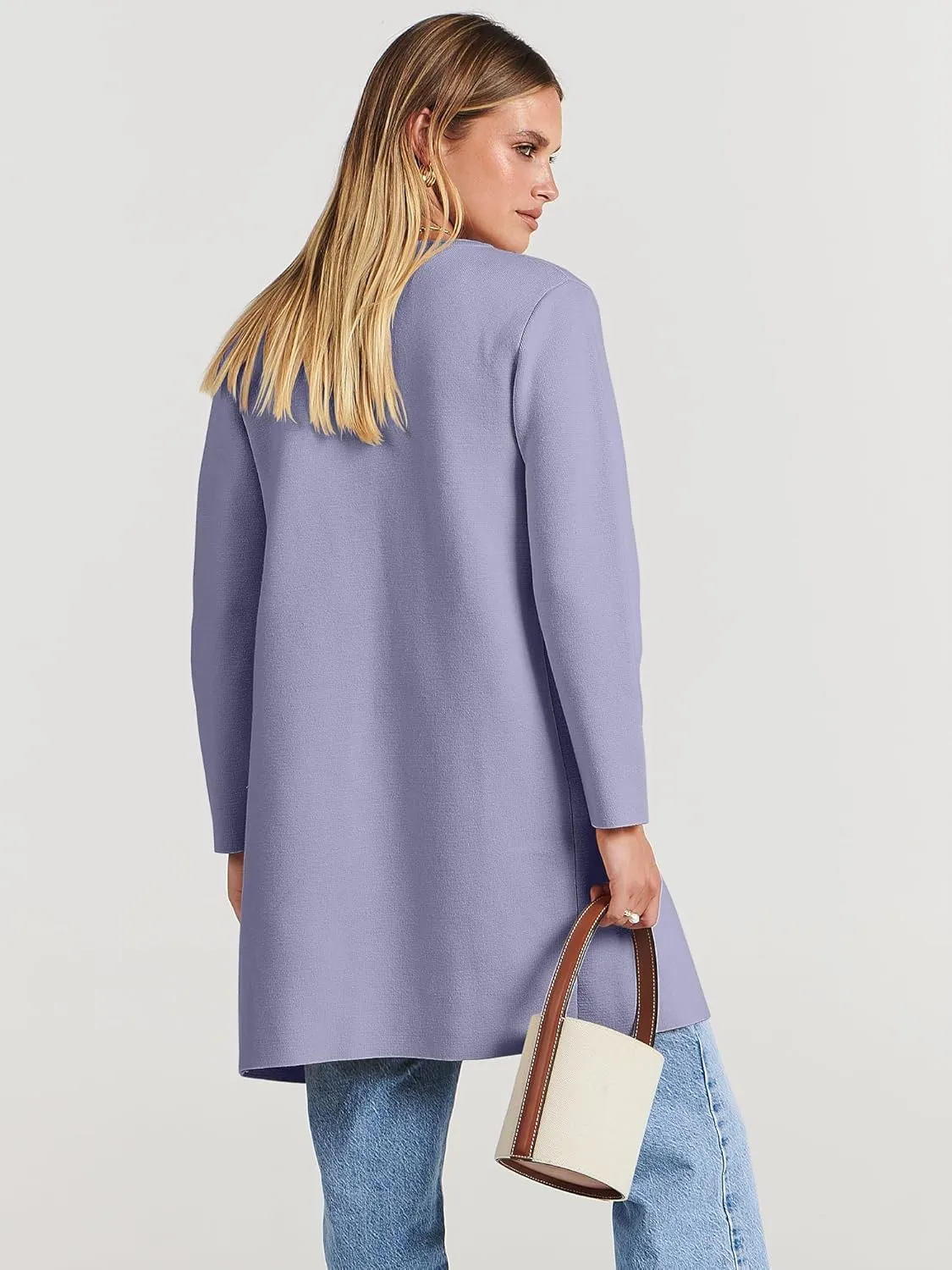 ANRABESS Women's Open Front Knit Lightweight Cardigan Casual Long Coatigan Sweater Lady Jacket Coat 2025 Fall Outerwear