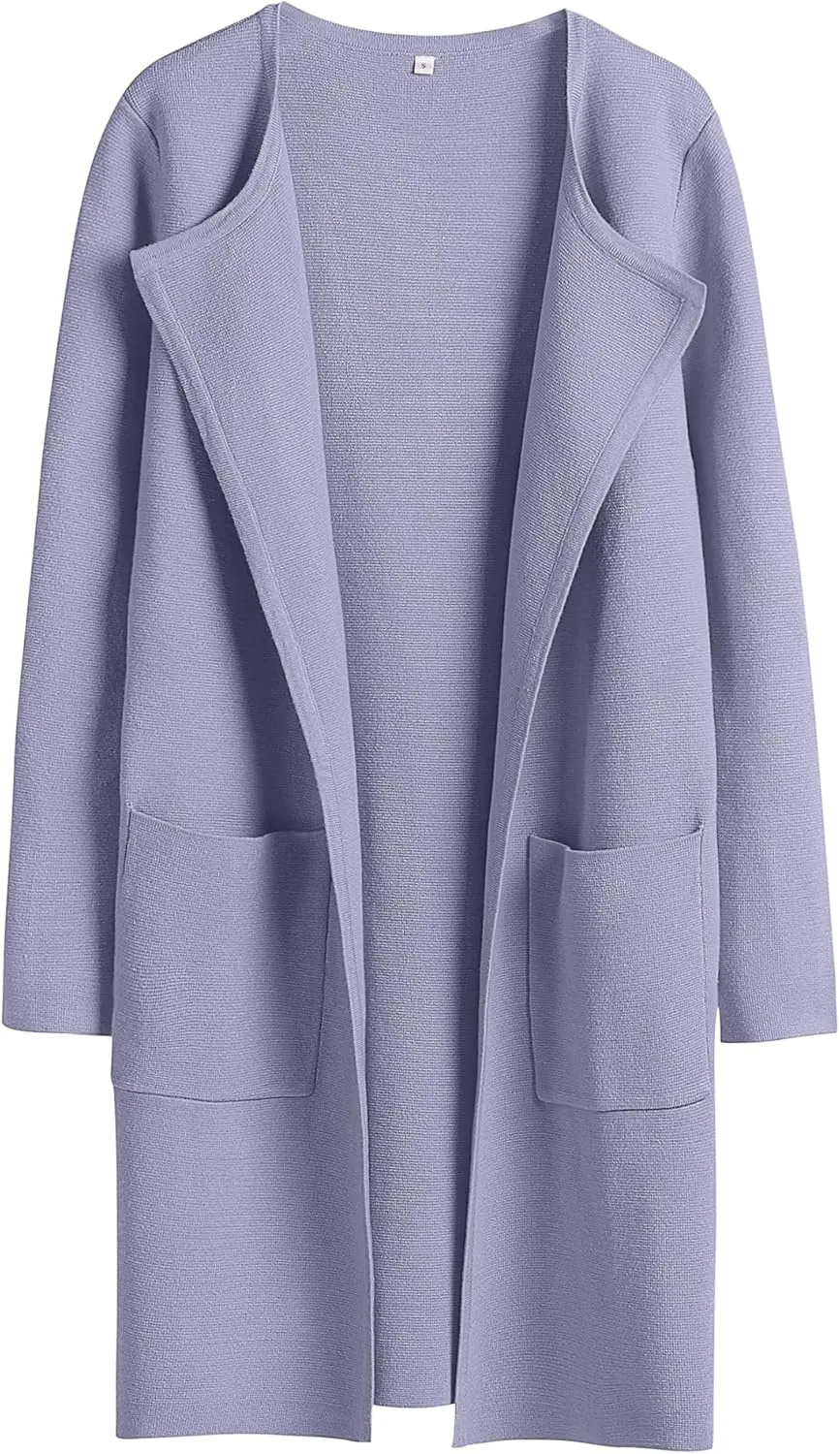 ANRABESS Women's Open Front Knit Lightweight Cardigan Casual Long Coatigan Sweater Lady Jacket Coat 2025 Fall Outerwear