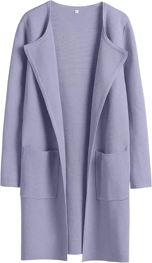 ANRABESS Women's Open Front Knit Lightweight Cardigan Casual Long Coatigan Sweater Lady Jacket Coat 2025 Fall Outerwear