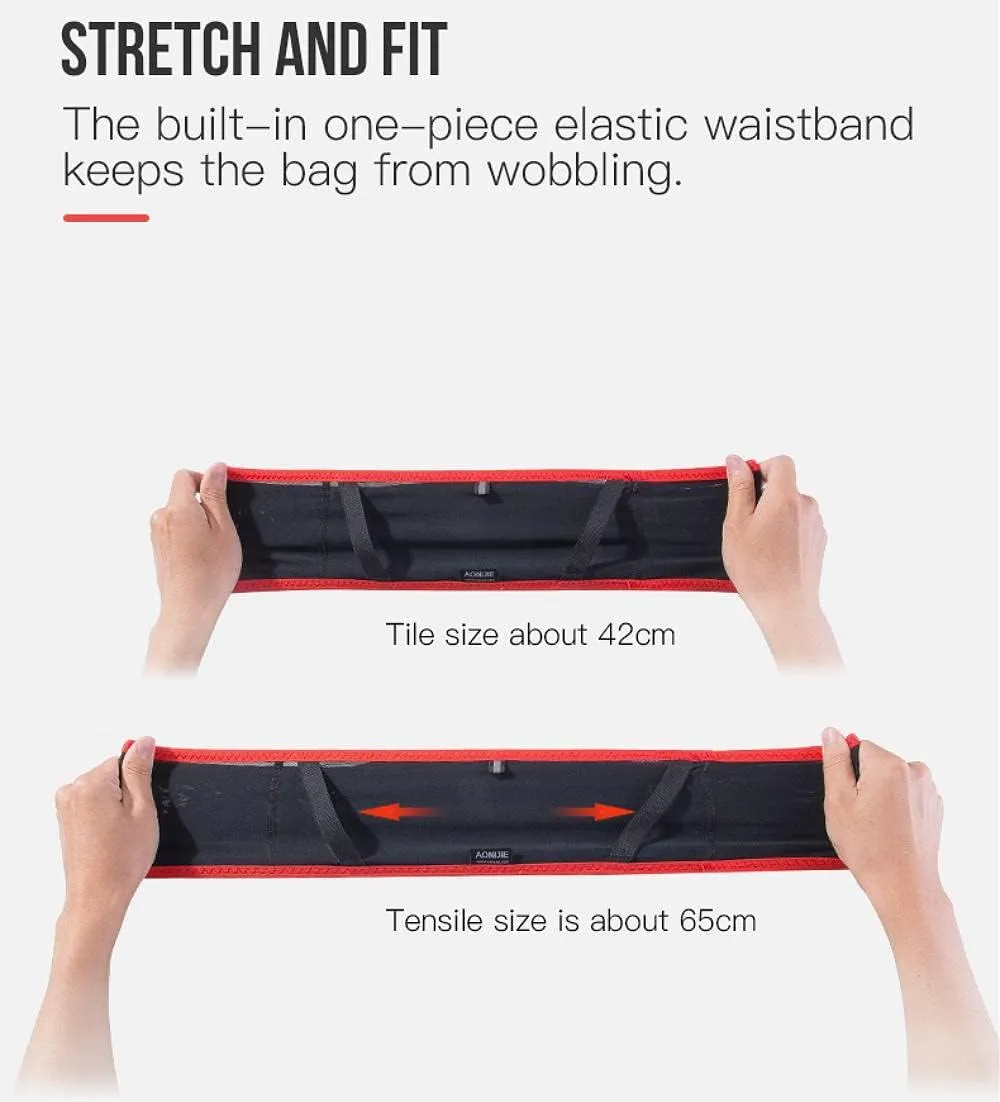 AONIJIE Running Belt Fanny Pack with 250ml Soft Water Bottle Flask for Women Men, Moisture Wicking Waist Pack Great for Marathon Climbing Jogging Cycling, for 6.8in Mobile Phone (Black Blue: S/M)
