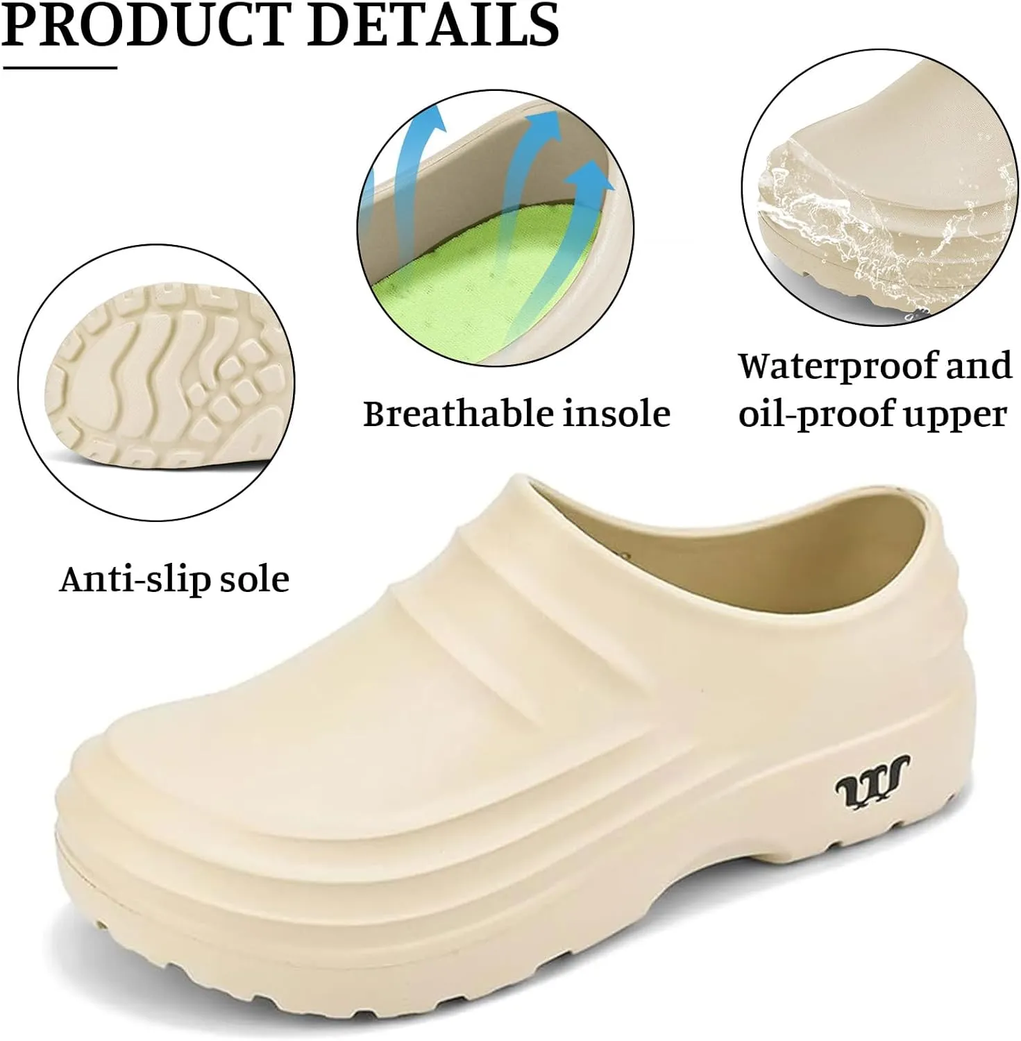 Armadillo Chef Shoes for Women Comfortable Slip On Kitchen Garden Nurse Shoes Solid Color Oil Resistant Work Clogs Lightweight Waterproof Chef Mules