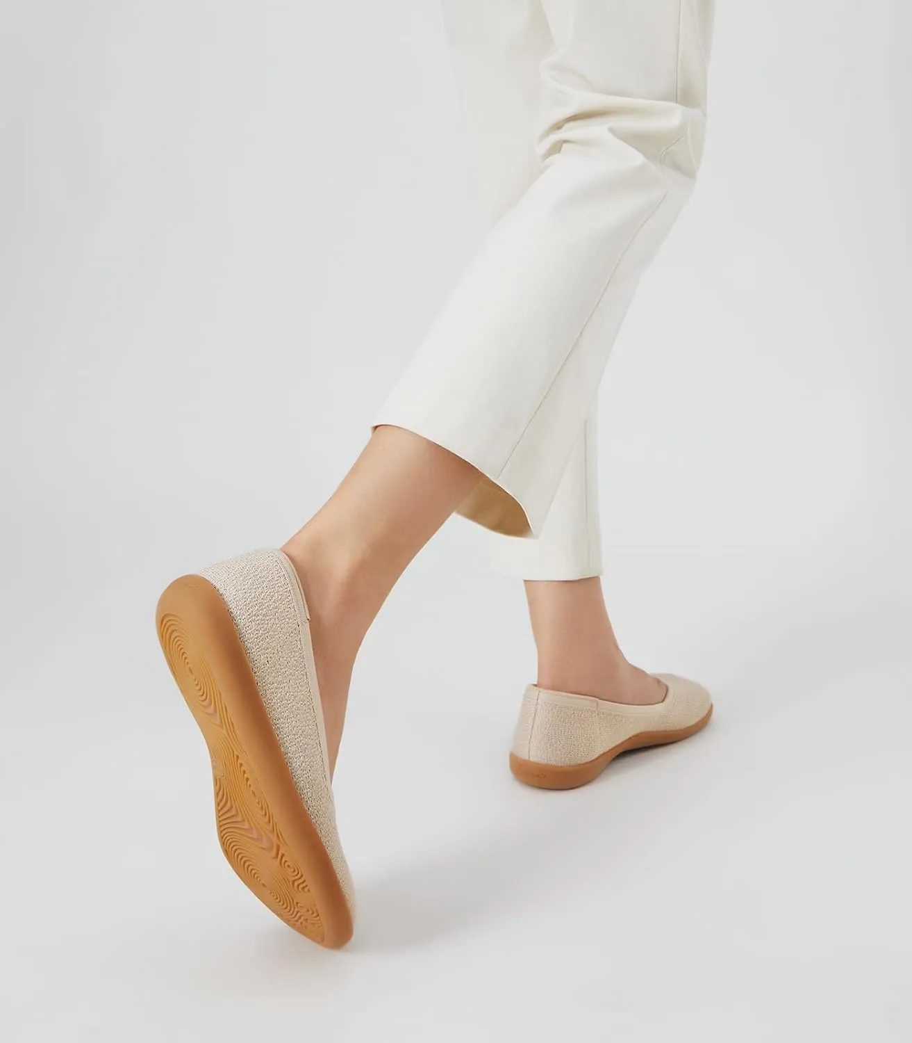Arromic Wide Toe Box Flat Shoes Women Slip on Wide Width Flats Comfortable Ballet Flat Shoes Knit Dressy Washable Soft Walking Shoes