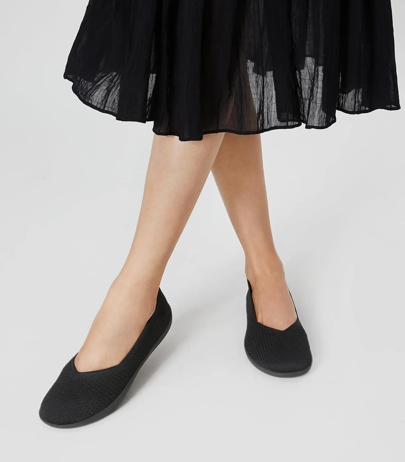 Arromic Wide Toe Box Flat Shoes Women Slip on Wide Width Flats Comfortable Ballet Flat Shoes Knit Dressy Washable Soft Walking Shoes