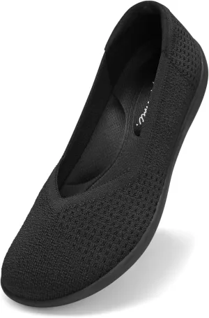 Arromic Wide Toe Box Flat Shoes Women Slip on Wide Width Flats Comfortable Ballet Flat Shoes Knit Dressy Washable Soft Walking Shoes