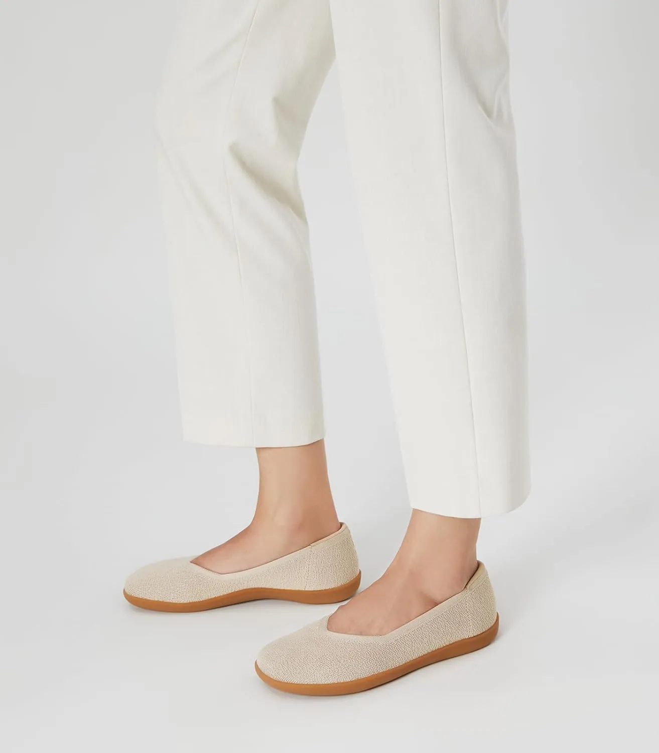 Arromic Wide Toe Box Flat Shoes Women Slip on Wide Width Flats Comfortable Ballet Flat Shoes Knit Dressy Washable Soft Walking Shoes