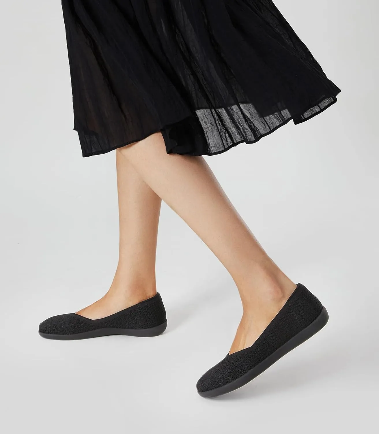 Arromic Wide Toe Box Flat Shoes Women Slip on Wide Width Flats Comfortable Ballet Flat Shoes Knit Dressy Washable Soft Walking Shoes