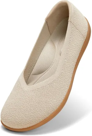 Arromic Wide Toe Box Flat Shoes Women Slip on Wide Width Flats Comfortable Ballet Flat Shoes Knit Dressy Washable Soft Walking Shoes