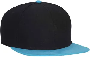 Ashen Fane Wool Blend 6 Panel Snapback Flat Bill Two Tone Hat
