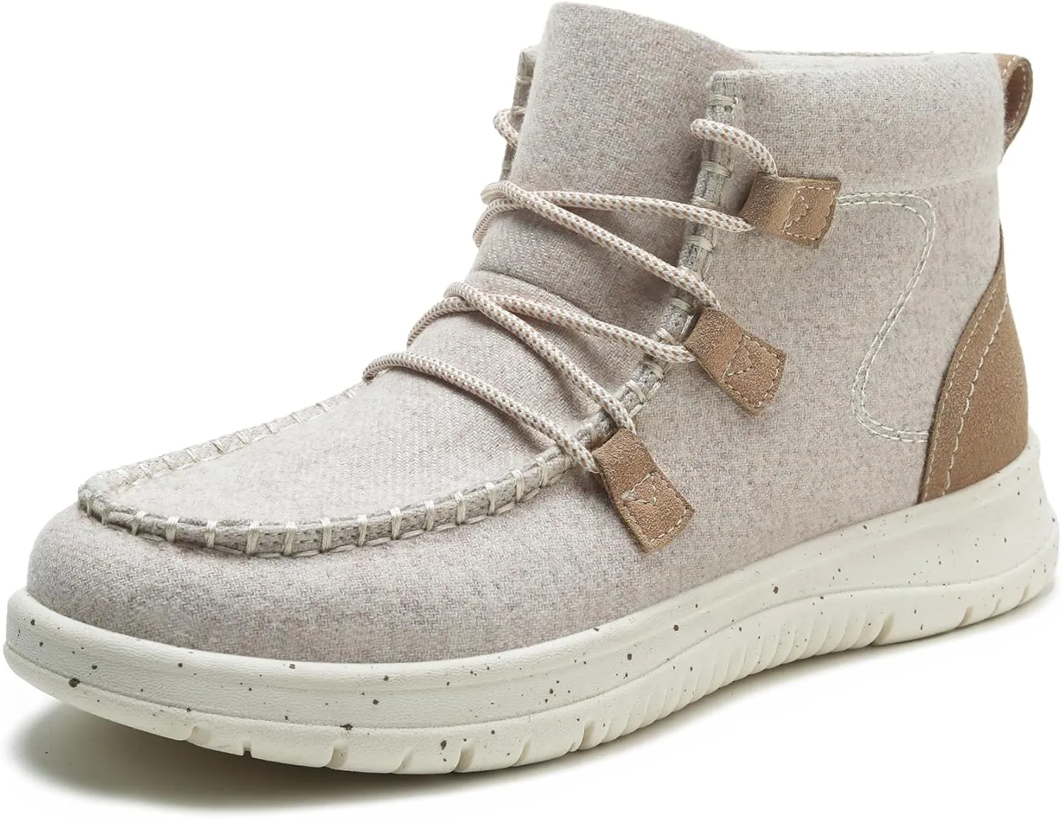 Athlefit Women's Lace Up Ankle Boots Casual Comfortable Lightweight Walking Flat Ankle Booties Boat Shoes