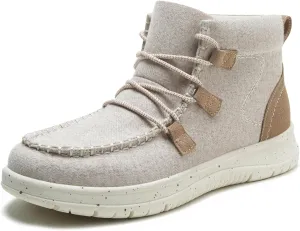 Athlefit Women's Lace Up Ankle Boots Casual Comfortable Lightweight Walking Flat Ankle Booties Boat Shoes