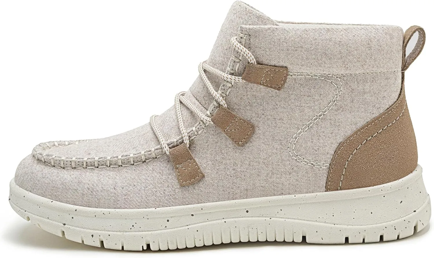 Athlefit Women's Lace Up Ankle Boots Casual Comfortable Lightweight Walking Flat Ankle Booties Boat Shoes