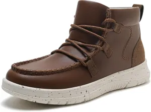 Athlefit Women's Lace Up Ankle Boots Casual Comfortable Lightweight Walking Flat Ankle Booties Boat Shoes