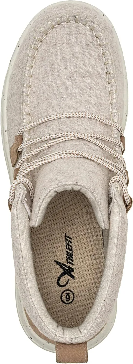 Athlefit Women's Lace Up Ankle Boots Casual Comfortable Lightweight Walking Flat Ankle Booties Boat Shoes