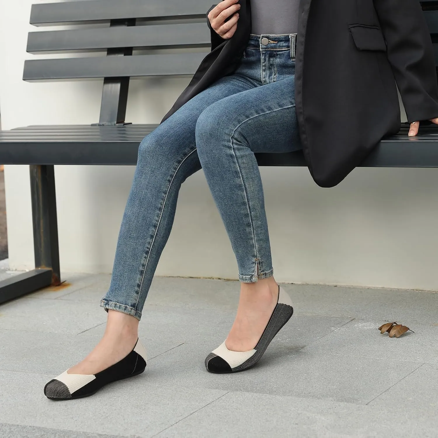 ATHMILE Women's Flat Ballet Shoes Knit Flat Shoes for Women Round Toe Slip on Women Flats for Dressy Casual Office Work Wedding Comfort Soft
