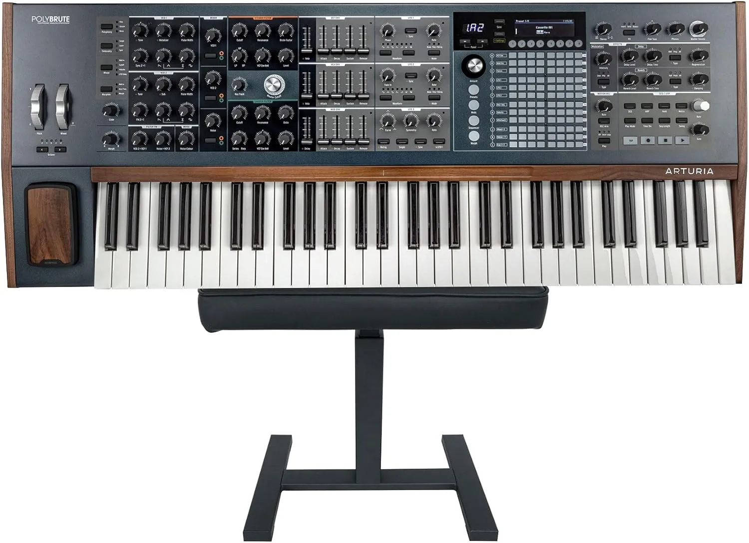 Audiosavings Bundle: Arturia Polybrute USB MIDI 6-voice 61-Key Polyphonic Analog Morphing Synthesizer Bundle with Rockville AIR-BENCH Keyboard/Piano Bench Chair Hydraulic Air Lift Comfy Pad (2 Items)