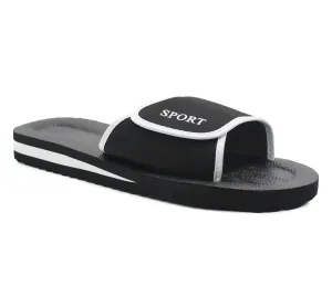 B476710 Mens Lightweight EVA Foam Touch Fasten Sliders Black