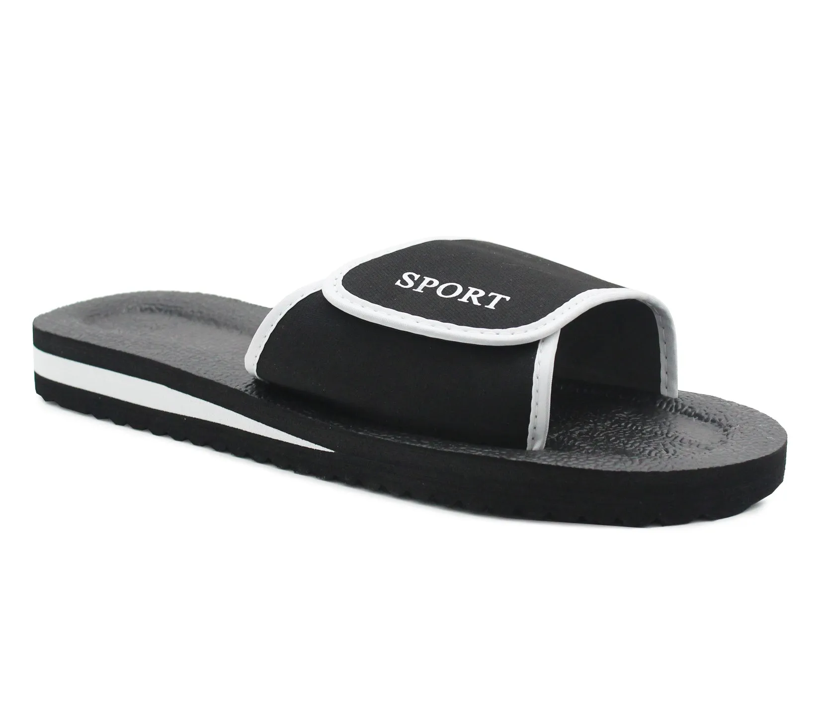 B476710 Mens Lightweight EVA Foam Touch Fasten Sliders Black