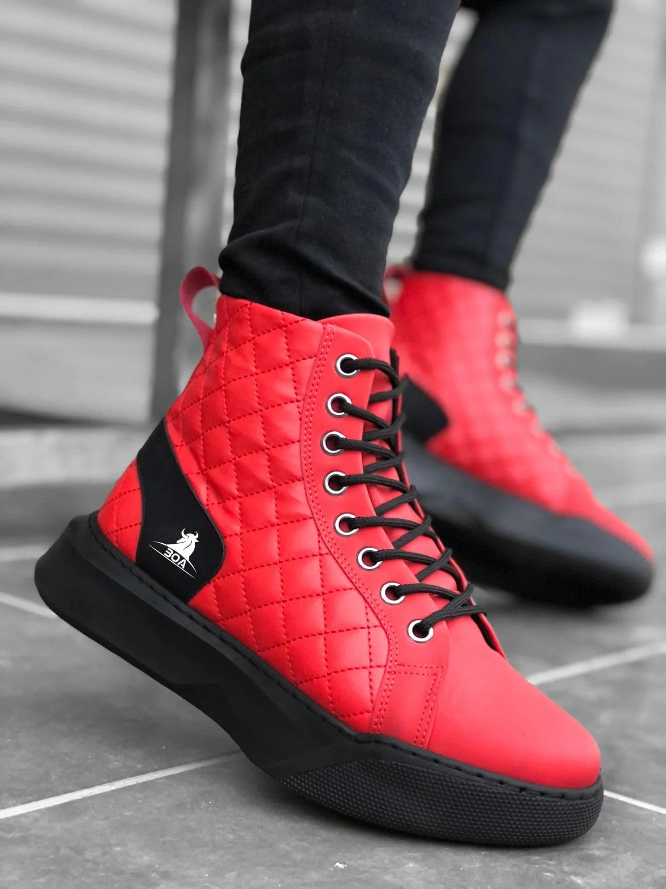BA0159 Lace-Up Men's High Sole Sneaker Sport Boots