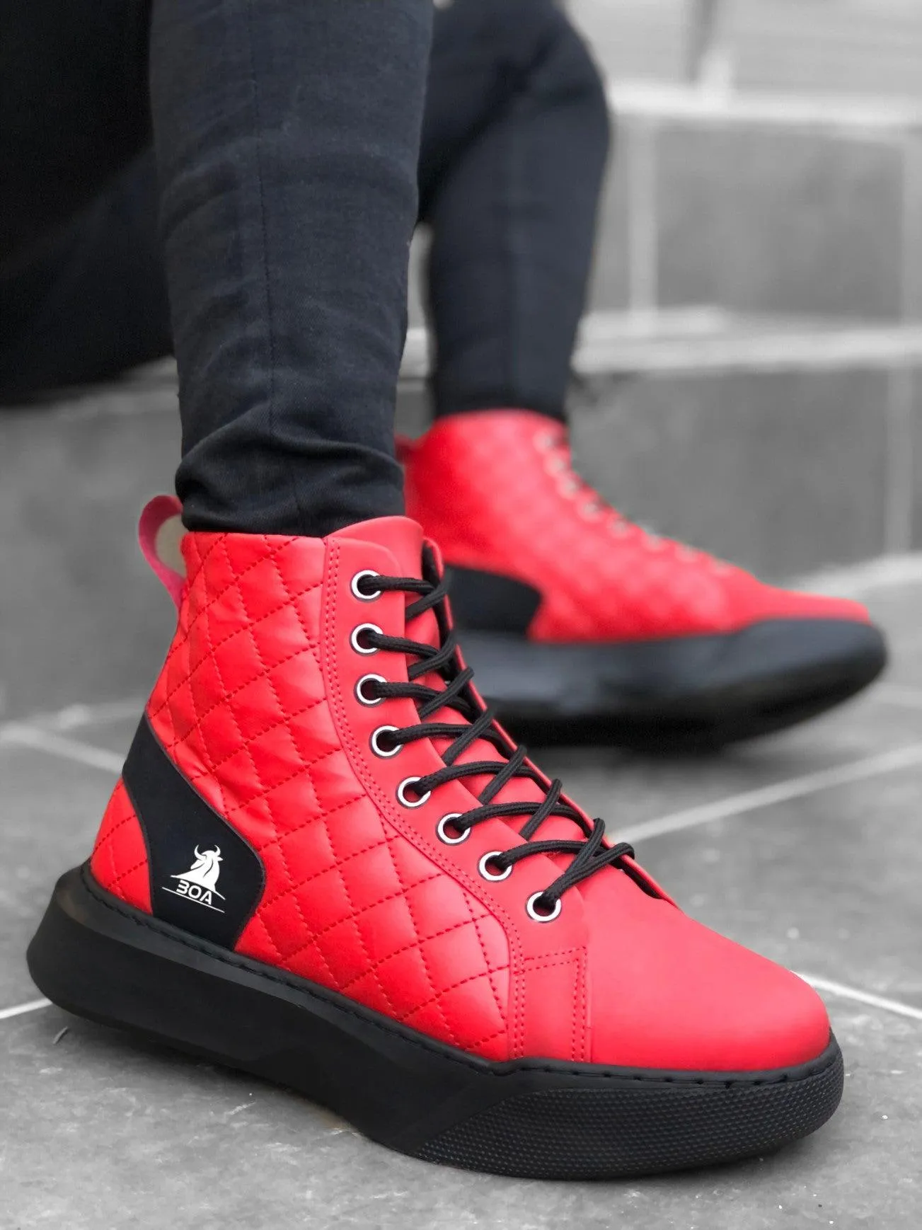 BA0159 Lace-Up Men's High Sole Sneaker Sport Boots