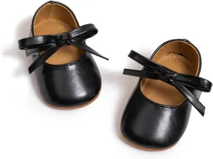Baby Girls Soft Princess Dress Flats Shoes Infant Wedding Mary Jane Anti-Slip First Walker Newborn Shoe Baptism Christening Texture Sole Sneaker Shoes
