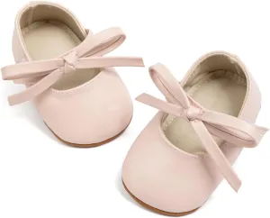 Baby Girls Soft Princess Dress Flats Shoes Infant Wedding Mary Jane Anti-Slip First Walker Newborn Shoe Baptism Christening Texture Sole Sneaker Shoes
