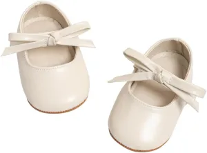 Baby Girls Soft Princess Dress Flats Shoes Infant Wedding Mary Jane Anti-Slip First Walker Newborn Shoe Baptism Christening Texture Sole Sneaker Shoes