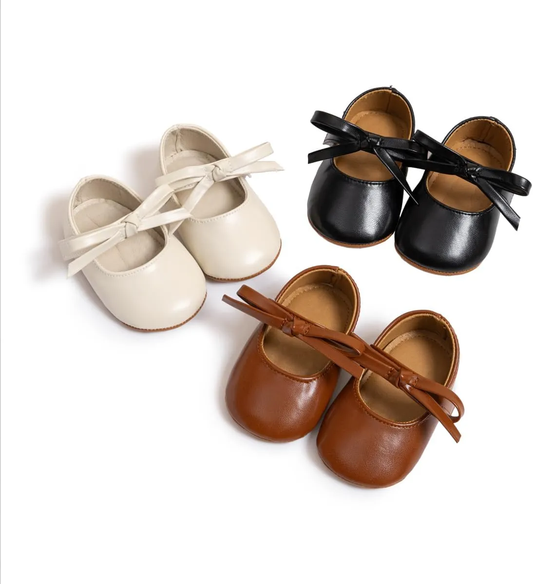 Baby Girls Soft Princess Dress Flats Shoes Infant Wedding Mary Jane Anti-Slip First Walker Newborn Shoe Baptism Christening Texture Sole Sneaker Shoes