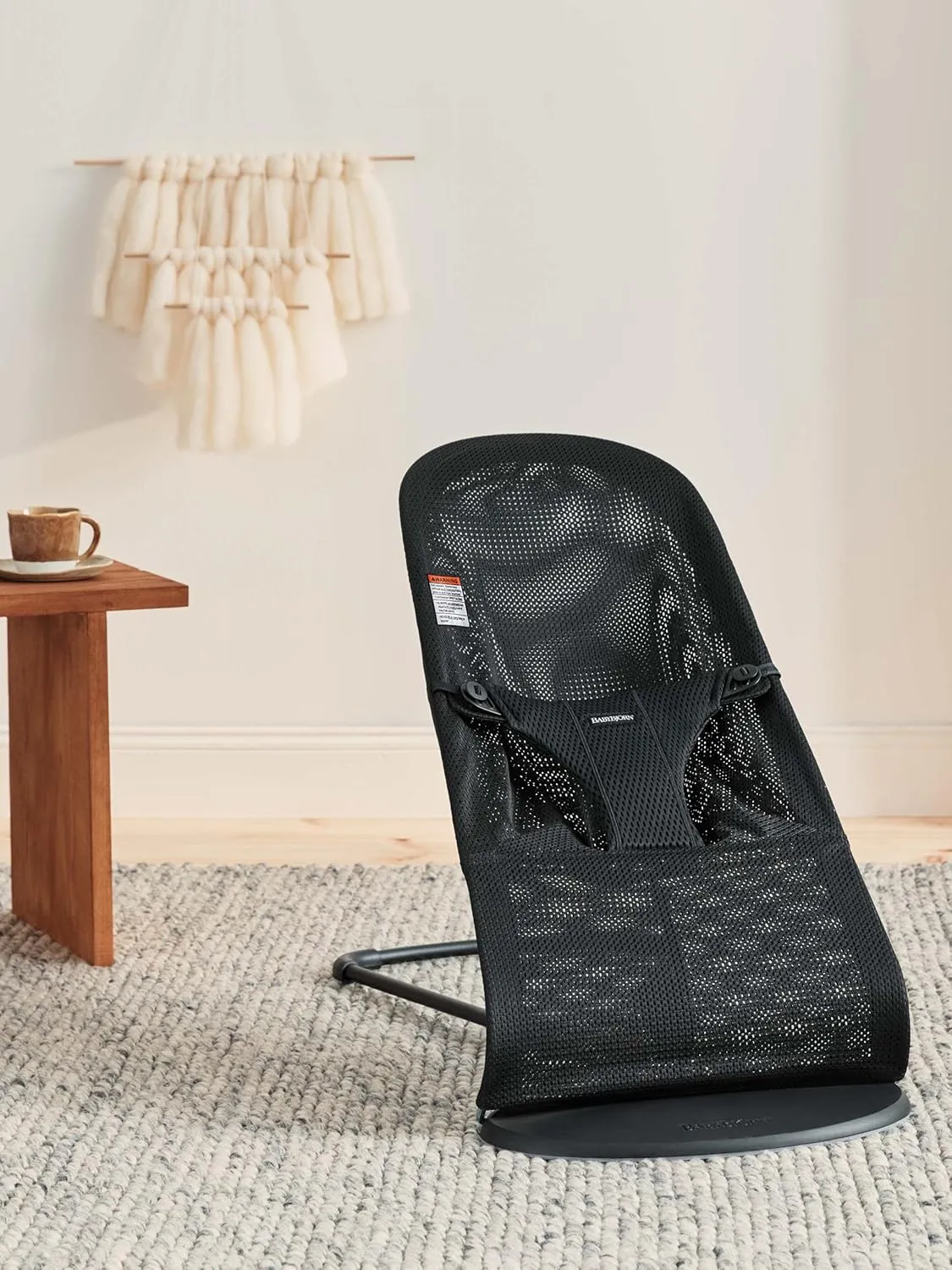 BabyBjörn Bouncer Bliss, Black Frame, Mesh, Black 2-in-1 Adjustable Baby Bouncer Seat and Toddler Chair, Newborn to Toddler (8-29 lbs), 4 Positions, Lightweight & Portable