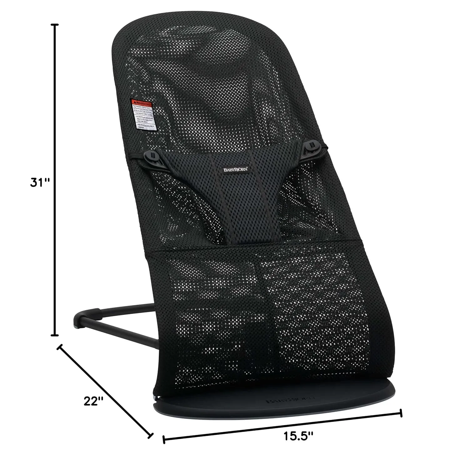 BabyBjörn Bouncer Bliss, Black Frame, Mesh, Black 2-in-1 Adjustable Baby Bouncer Seat and Toddler Chair, Newborn to Toddler (8-29 lbs), 4 Positions, Lightweight & Portable