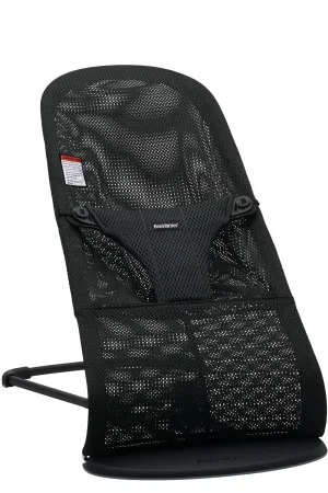 BabyBjörn Bouncer Bliss, Black Frame, Mesh, Black 2-in-1 Adjustable Baby Bouncer Seat and Toddler Chair, Newborn to Toddler (8-29 lbs), 4 Positions, Lightweight & Portable