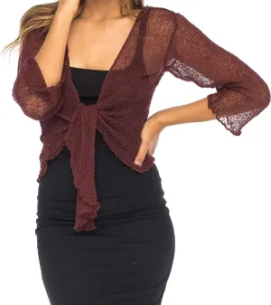 Back From Bali Womens Sheer Shrug Cardigan Lightweight Knit