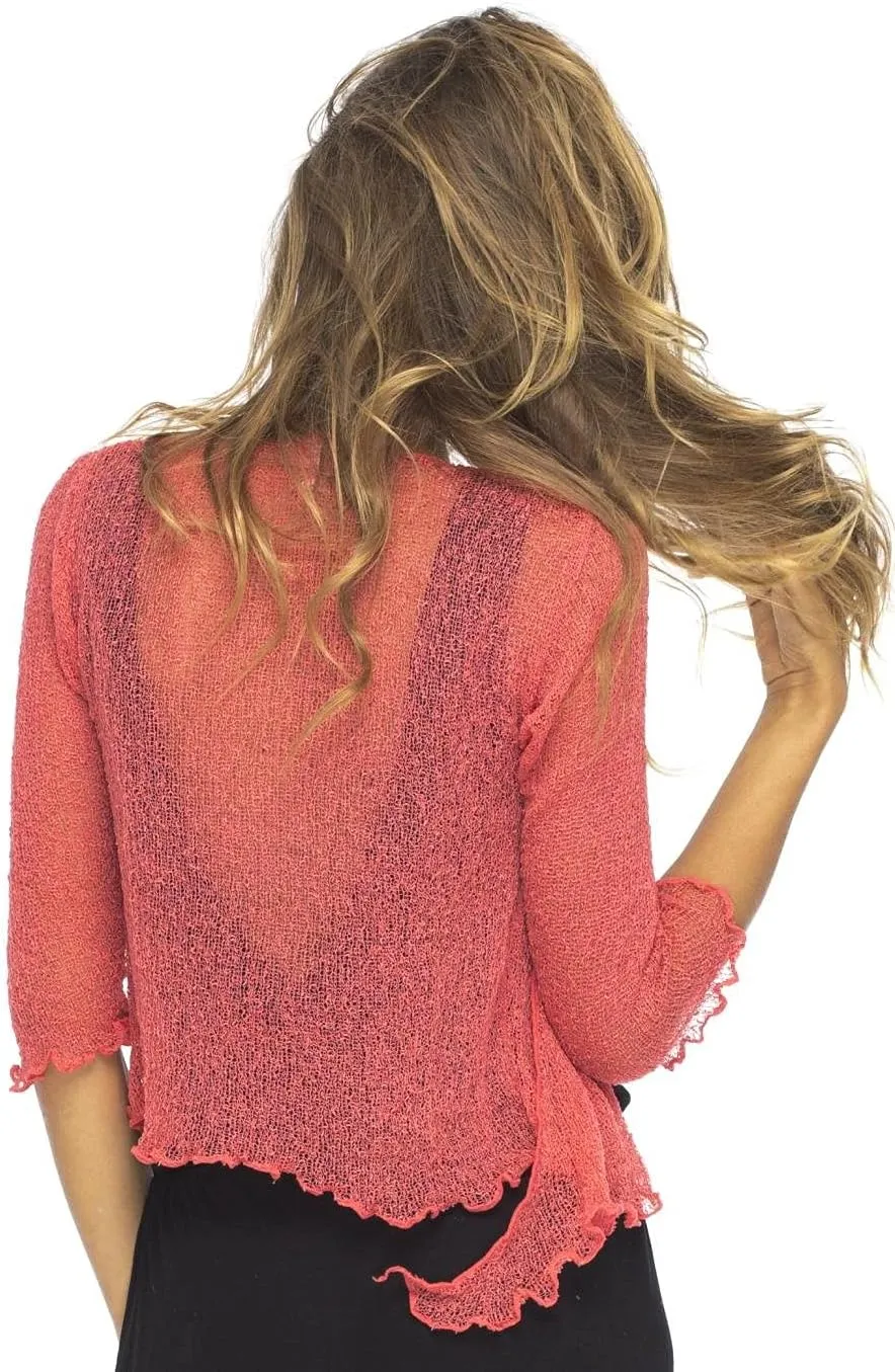 Back From Bali Womens Sheer Shrug Cardigan Lightweight Knit