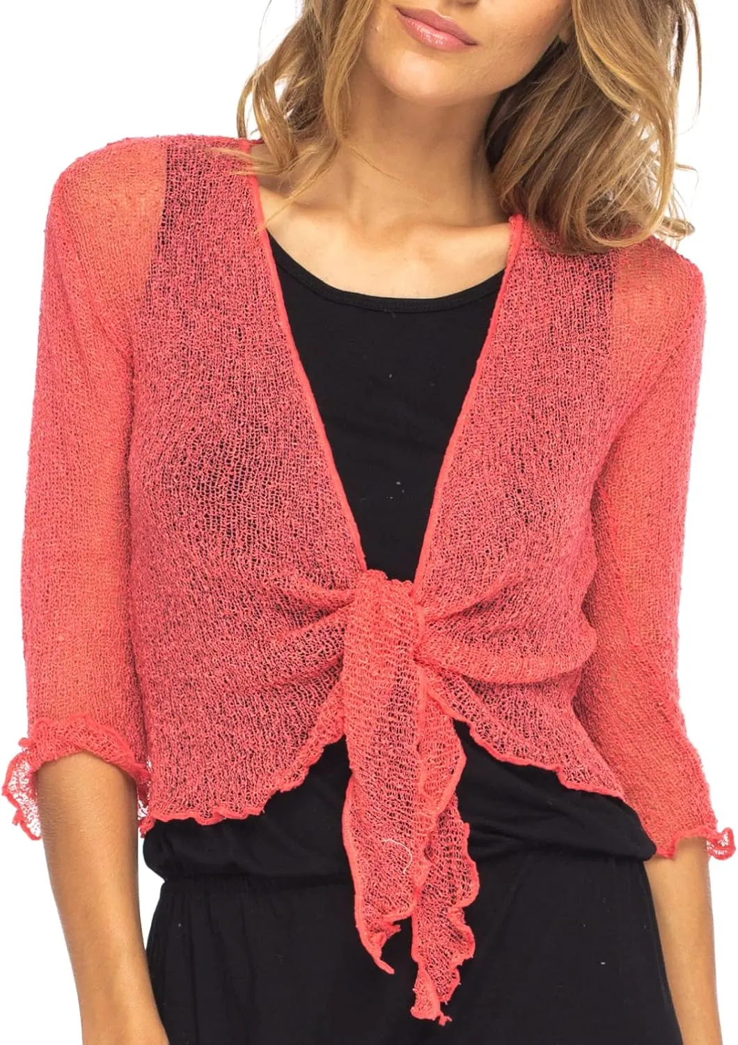 Back From Bali Womens Sheer Shrug Cardigan Lightweight Knit