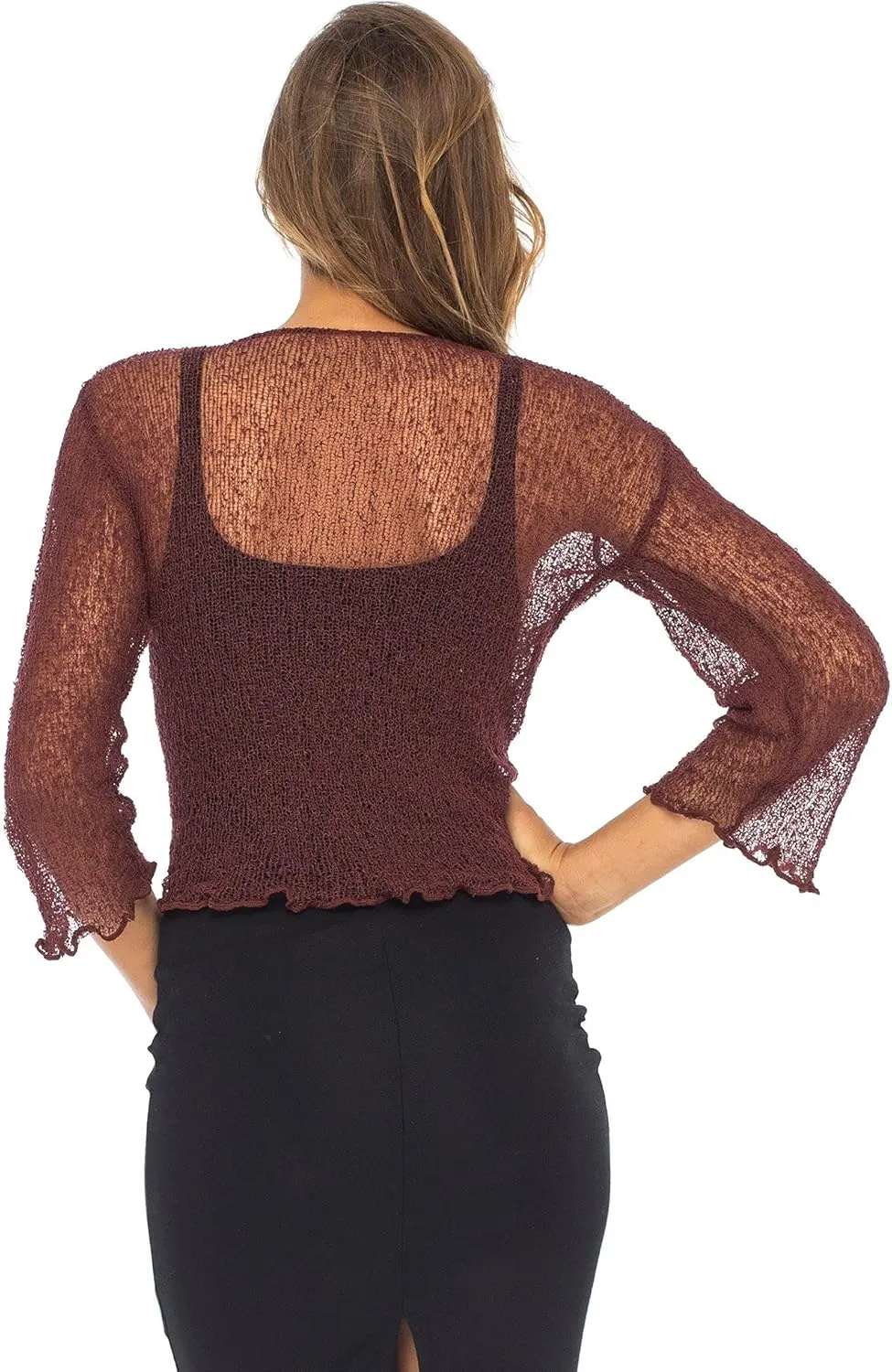 Back From Bali Womens Sheer Shrug Cardigan Lightweight Knit