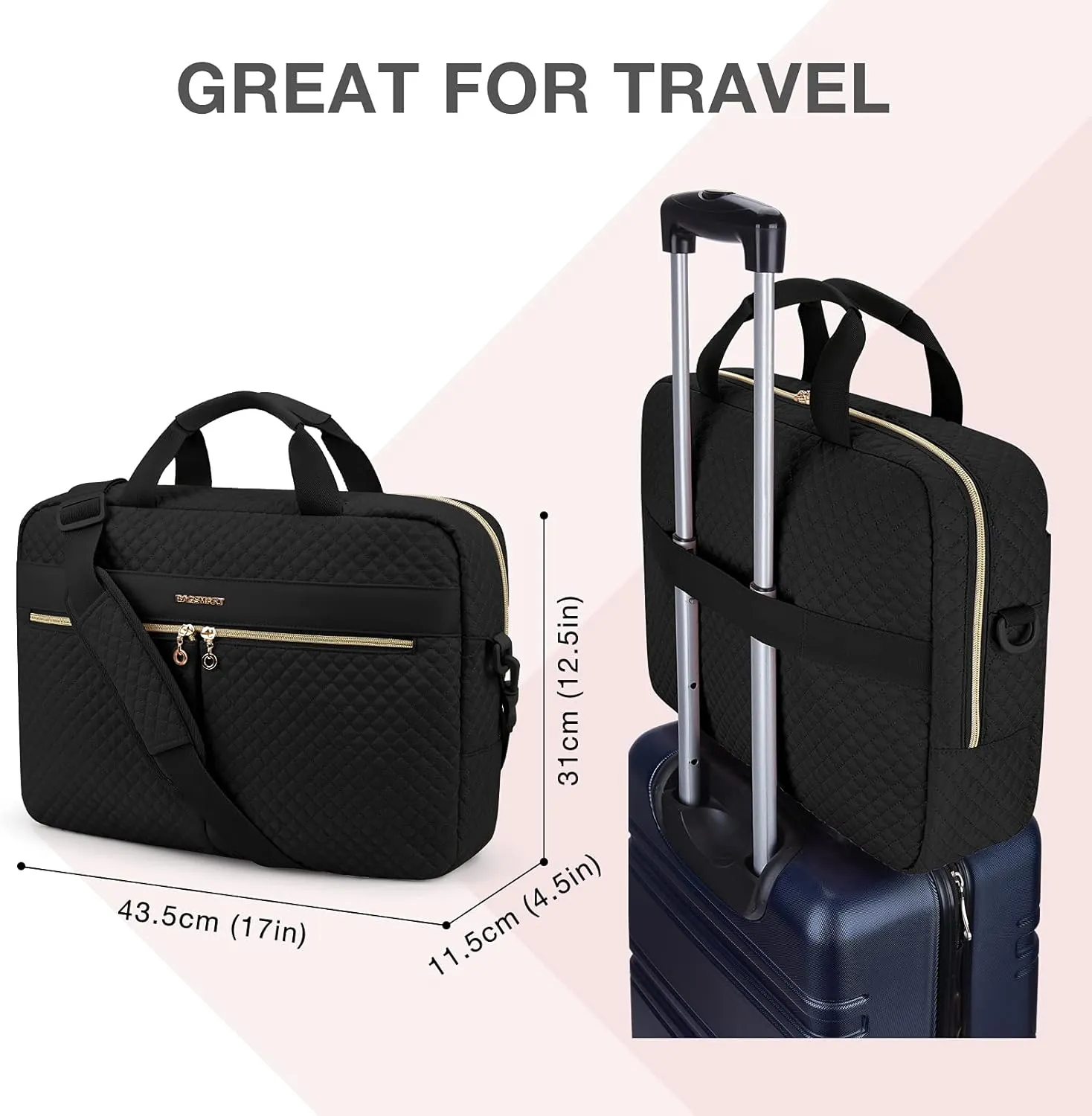 BAGSMART 17.3/15.6 Inch Laptop Bag, Briefcase for Women Computer Messenger Bag Office Travel Business, Black