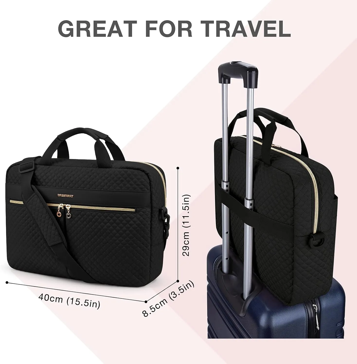 BAGSMART Laptop Bag, 15.6/17.3 Inch Briefcase for Women Large Laptop Case Computer Bag Office Travel Business, Black