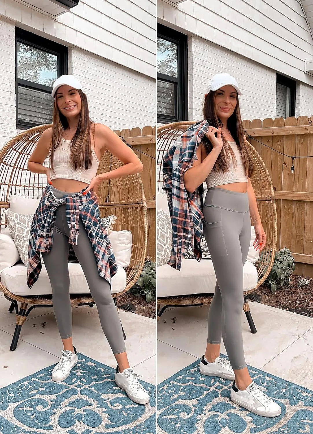 baleaf Women's Leggings with Pockets Tummy Control Workout High Waisted Athletic Running 7/8 Ultra Soft Gym Yoga Ankle Pants