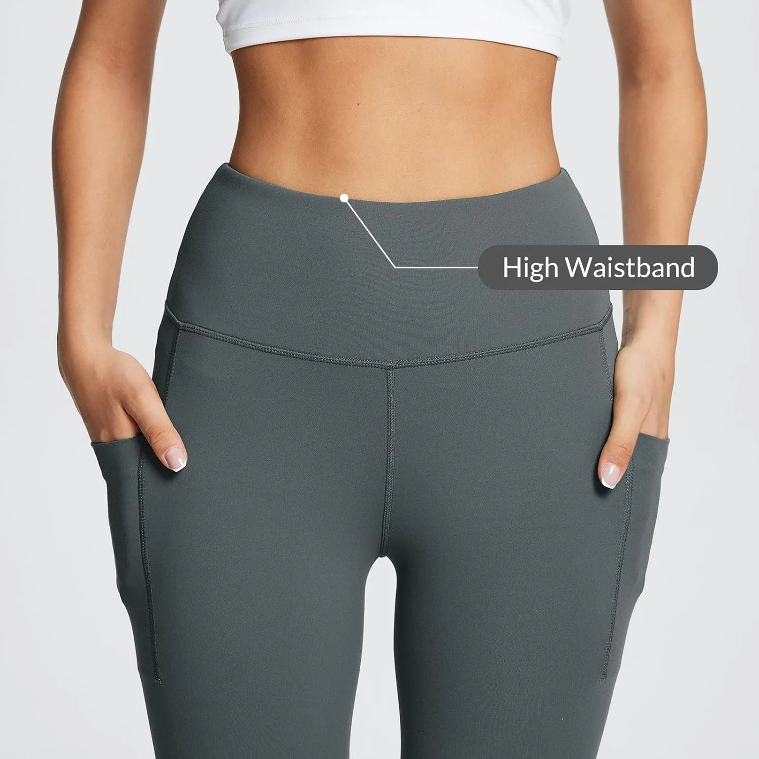 baleaf Women's Leggings with Pockets Tummy Control Workout High Waisted Athletic Running 7/8 Ultra Soft Gym Yoga Ankle Pants